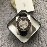 Buy Shop Fossil Townsman Automatic Skeleton Black Dial Black Leather Strap Watch for Men - ME3084 USA Online