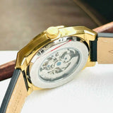 Buy Shop Fossil Everett Automatic Skeleton Black Dial Black Leather Strap Watch for Men - ME3208 USA Online