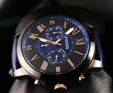 Buy Shop Fossil Grant Chronograph Black Dial Blue Leather Strap Watch for Men - FS5061 USA Online