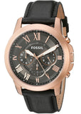 Buy Shop Fossil Grant Chronograph Grey Dial Black Leather Strap Watch for Men - FS5085 USA Online