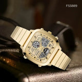 Buy Shop Fossil Retro Analog-Digital Gold Dial Gold Steel Strap Watch for Men - FS5889 USA Online