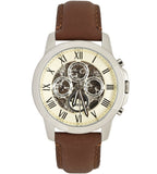 Buy Shop Fossil Grant Automatic White Dial Brown Leather Strap Watch for Men - ME3027 USA Online