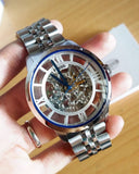 Buy Shop Fossil Townsman Automatic Skeleton Silver Dial Silver Steel Strap Watch for Men - ME3044 USA Online