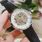Buy Shop Fossil Townsman Automatic Skeleton White Dial Black Leather Strap Watch for Men - ME3085 USA Online