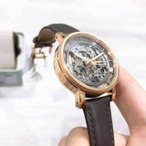 Buy Shop Fossil Boyfriend Automatic Skeleton Grey Dial Grey Leather Strap Watch for Women - ME3089 USA Online