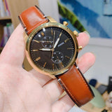 Buy Shop Fossil Townsman Chronograph Black Dial Brown Leather Strap Watch for Men - FS5338 USA Online