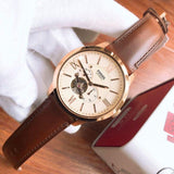 Buy Shop Fossil Townsman Beige Dial Brown Leather Strap Watch for Men - ME3105 USA Online