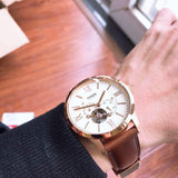 Buy Shop Fossil Townsman Beige Dial Brown Leather Strap Watch for Men - ME3105 USA Online