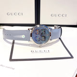 Buy Shop Gucci G Timeless Quartz Mother of Pearl Dial Blue Leather Strap Watch For Women - YA1264124 USA Online