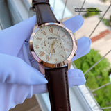 Buy Shop Fossil Grant Chronograph White Dial Brown Leather Strap Watch for Men - FS4991 USA Online