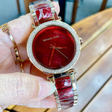 Buy Shop Michael Kors Parker Mother of Pearl Red Dial Two Tone Steel Strap Watch for Women - MK6427 USA Online