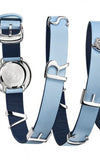 Buy Shop Versace V Flare Silver Dial Blue Leather Strap Watch for Women - VEBN00118 USA Online