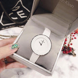 Calvin Klein Chic White Dial White Leather Strap Watch for Women - K7N23TK2