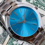 Buy Shop Michael Kors Runway Blue Dial Silver Steel Strap Watch for Women - MK3292 USA Online