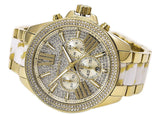 Michael Kors Wren Diamonds Gold  Dial Two Tone Steel Strap Watch for Women - MK6157