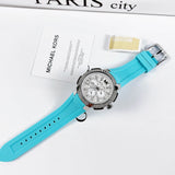 Buy Shop Michael Kors Sidney Multifunction Analog White Dial Turquoise Silicone Strap Watch For Women - MK7246 USA Online