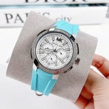 Buy Shop Michael Kors Sidney Multifunction Analog White Dial Turquoise Silicone Strap Watch For Women - MK7246 USA Online