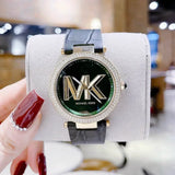 Buy Shop Michael Kors Parker Green Dial Green Leather Strap Watch For Women - MK4724 USA Online