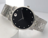 Buy Shop Movado Museum Classic Diamonds Black Dial Silver Steel Strap Watch for Men - 0607201 USA Online
