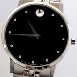Buy Shop Movado Museum Classic Diamonds Black Dial Silver Steel Strap Watch for Men - 0607201 USA Online