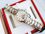 Buy Shop Bulova BVA Skeleton Silver Dial Two Tone Steel Strap Watch for Men - 98A230 USA Online