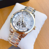 Buy Shop Bulova BVA Skeleton Silver Dial Two Tone Steel Strap Watch for Men - 98A230 USA Online