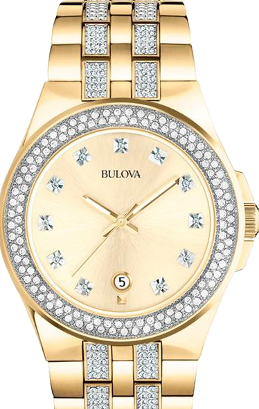 Buy Shop Bulova Crystal Collection Champagne Dial Two Tone Steel Strap Watch for Women - 98B174 USA Online