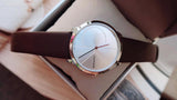 Buy Shop Calvin Klein Minimal Silver Dial Brown Leather Strap Watch for Men - K3M211G6 USA Online
