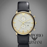 Buy Shop Emporio Armani Gianni Beige Dial Grey Leather Strap Watch For Men - AR0386 USA Online