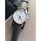 Buy Shop Emporio Armani Classic Chronograph Silver Dial Grey Leather Strap Watch For Men - AR1861 USA Online