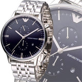 Buy Shop Emporio Armani Gianni Chronograph Blue Dial Silver Steel Strap Watch For Men - AR1648 USA Online