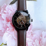 Buy Shop Fossil Townsman Automatic Black Dial Brown Leather Strap Watch for Men - ME3155 USA Online