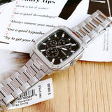 Buy Shop Fossil Inscription Multifunction Black Dial Silver Steel Strap Watch for Men - BQ2655 USA Online