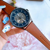 Buy Shop Fossil Forrester Automatic Skeleton Grey Dial Brown Leather Strap Watch for Men - ME3178 USA Online