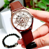 Buy Shop Guess Multi-Function Chronograph White Dial Brown Leather Strap Watch For Men - GW0389G8 USA Online