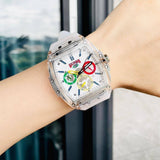 Buy Shop Guess Phoenix J Balvin White Dial Transparent Silicone Strap Watch For Men - V1051M1 USA Online