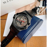 Buy Shop Maserati Automatic Skeleton Black Dial Black Leather Strap Watch For Men - R8821108021 USA Online