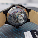 Buy Shop Maserati Automatic Skeleton Black Dial Black Leather Strap Watch For Men - R8821108021 USA Online