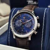 Buy Shop Maserati Epoca Chronograph Blue Dial Brown Leather Strap Watch For Men - R8871618014 USA Online