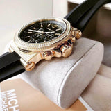 Buy Shop Michael Kors Dylan Chronograph Black Dial Black Rubber Strap Watch For Women - MK8556 USA Online