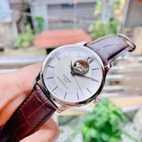 Buy Shop Tissot T Classic Tradition Powermatic 80 Open Heart Silver Dial Brown Leather Strap Watch for Men - T063.907.16.038.00 USA Online