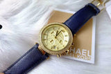 Buy Shop Michael Kors Parker Gold Dial Blue Leather Strap Watch for Women - MK2280 USA Online
