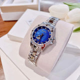 Bulova Crystal Collection Blue Mother of Pearl Dial Silver Steel Strap Watch for Women - 96L238