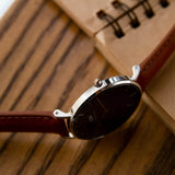 Buy Shop Daniel Wellington Petite Sterling Black Dial Brown Leather Strap Watch For Women - DW00100178 USA Online