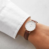 Buy Shop Daniel Wellington Classic Petite St Mawes White Dial Brown Leather Strap Watch For Women - DW00100187 USA Online