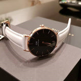 Buy Shop Daniel Wellington Classic Petite Bondi Black Dial White Leather Strap Watch For Women - DW00100285 USA Online