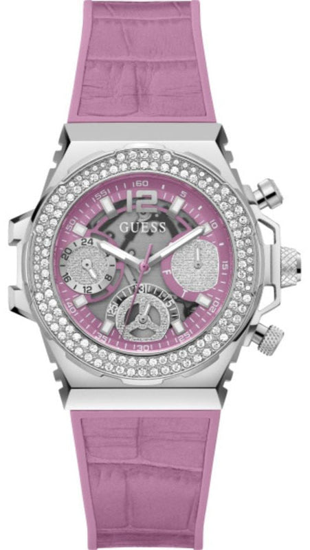Buy Shop Guess Fusion Chronograph Pink Dial Pink Leather Strap Watch for Women - GW0553L1 USA Online