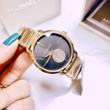 Buy Shop Michael Kors Portia Black Dial Gold Steel Strap Watch for Women - MK3788 USA Online