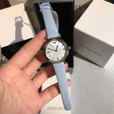 Emporio Armani White Dial Light Blue Leather Strap Watch For Women - AR11002