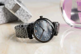 Buy Shop Emporio Armani Gianni T-Bar Quartz Black Mother of Pearl Dial Black Steel Strap Watch For Women - AR11268 USA Online